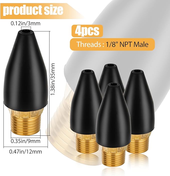 4 Pcs Air Nozzle Tip, Rubber Air Tool for Air Nozzle Tips, Black Air Hose Nozzle for Air Tool, Air Nozzle for Air Compressor, Air Pump Nozzles, Nozzles for Air Pump