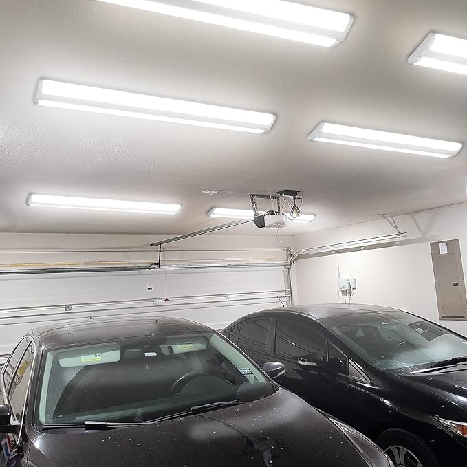 ANTLUX 4FT LED Wraparound Light Fixture 50W Ultra Slim LED Shop Lights for Garage, No Glare, 5500 Lumens, 5000K, 4 Foot Flush Mount Office Ceiling Wrap Light for Workshop Kitchen, 4 Pack