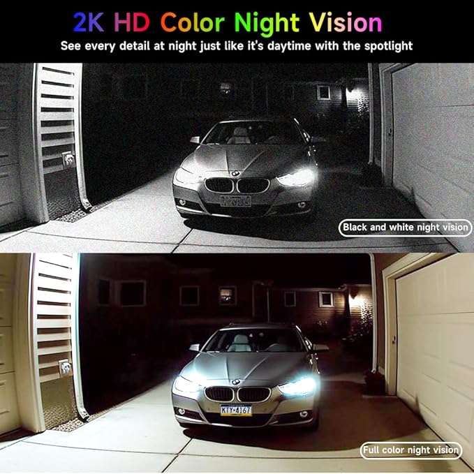 4Pack Security Cameras Wireless Outdoor, 2K Battery Powered WiFi Security Indoor Camera with Spotlight & Siren Alarm, 2-Way Audio, Color Night Vision, AI Detection for Home Security,Works w/Alexa