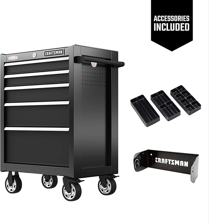CRAFTSMAN S2000 26IN 5-DRAWER CABINET W/TRAY & HOLDER BK (CMST32752BK)
