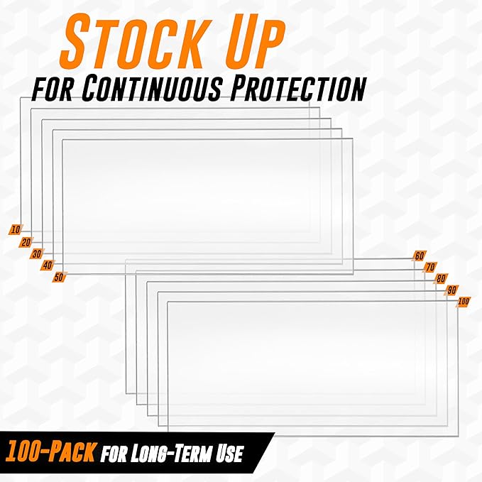 Mutt Tools 100 Pack of Clear Welding Lenses 2x4.25" – .04” Thick 2x4 Clear Welding Lens – Fits Most Standard Size Helmets, 2x4-1/4”