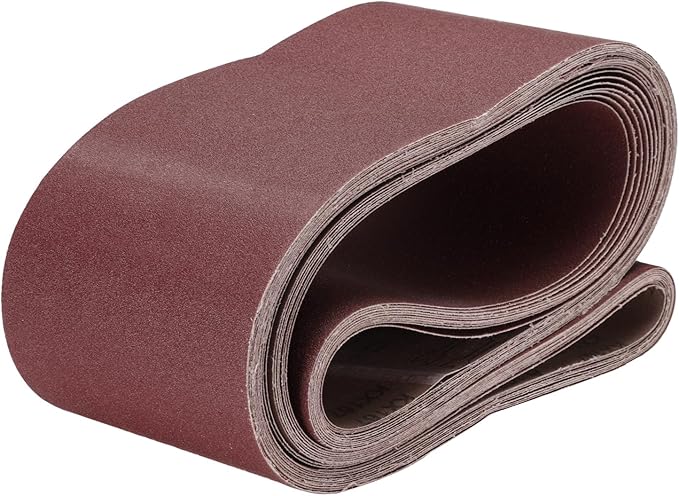uxcell 10pcs 6" x 89" Sanding Belts 100 Grits Aluminum Oxide Abrasive Belt Sander Paper Sanding Papers for Metal Wood Grinding Polishing, Reddish Brown