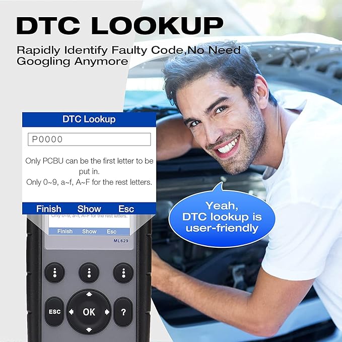 Autel OBD2 Scanner Diagnostic Code Reader ML629 - ABS/SRS/Engine/Transmission MaxiLink 629 Car Diagnostic Tool DTC Lookup AutoVIN Mechanic Car OBDii for Vehicle Engine/Transmission/AirBag/Brake System