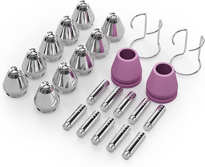 GZ GUOZHI 24PCS SG-55 AG-60 WSD-60 Plasma Cutter Cutting Torch Tip Nozzles Consumables Kit/10 x Electrodes 10 x .045“ Nozzle Tips 2 x Cups 2 x Brackets,Fit GZ GUOZHI CUT55HF and CUT 65HF