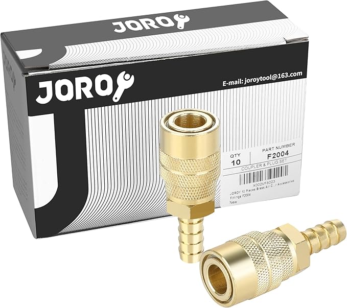 Air Coupler with 3/8 Hose Barb, Industrial M-Type, 1/4 Inch Body Size, Brass Material, 10 Pieces Air Compressor Hose Fittings