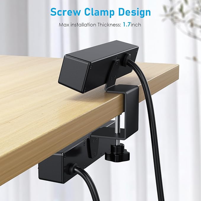 Desk Clamp Power Strip with PD20W USB-C, VILONG 2 in 1 Dual Layer Under Desk Power Strip, Removable Clamp Power Socket with 10AC Outlets & Switch, 6ft Extension Cord