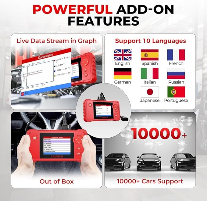 LAUNCH Creader VII+ OBD2 Scanner ABS SRS Transmission and Engine Code Reader Diagnostic Scan Tool