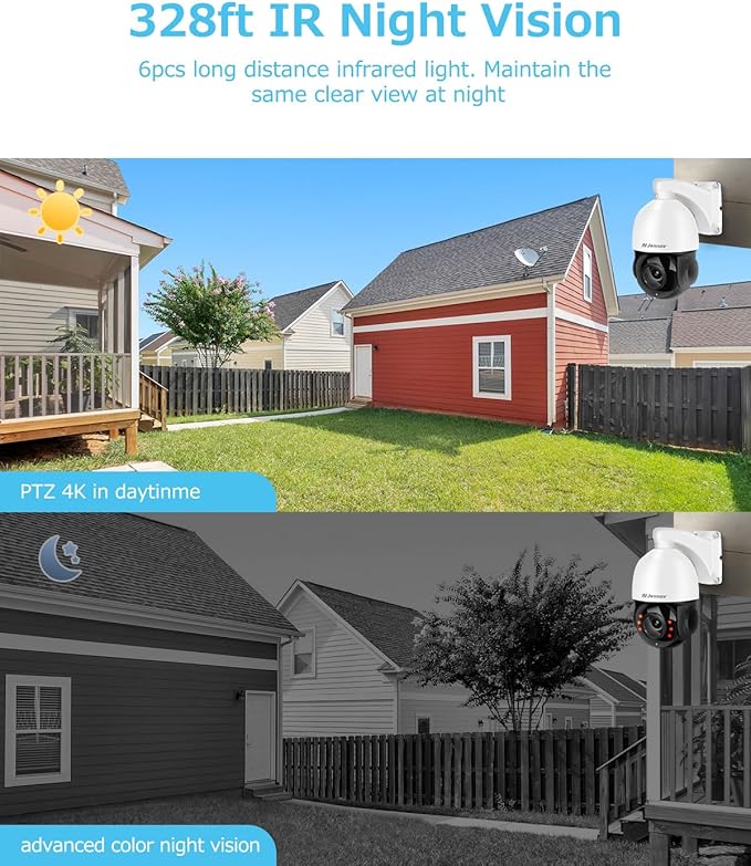 4K 8MP Outdoor PTZ IP POE Camera with Pan Tilt 20X Optical Zoom & Human Detection, Speed Dome Security Camera with 320ft IR Night Vision, Auto Tracking, Hikvision Onvif Compatible