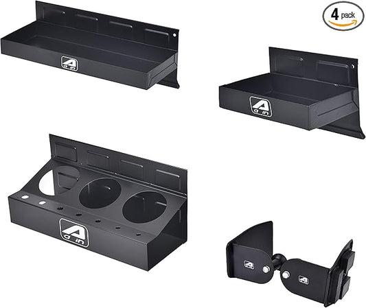 Magnetic Toolbox Tray Set, Tool Box holder Accessories for Tool Organizer,Garage Storage, 2 Trays, Can Caddy, Paper Towel & Screwdriver Holder (A049)
