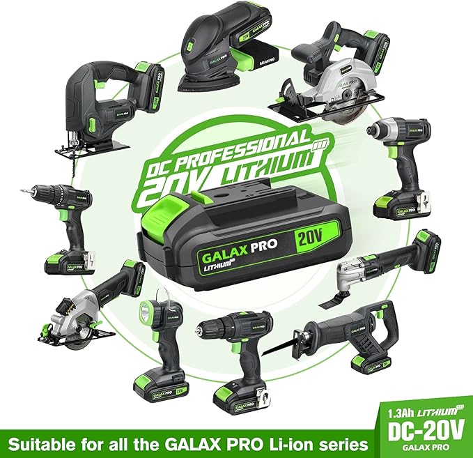 GALAX PRO Reciprocating Saw, Cordless Reciprocating Saw with battery, 0-3000RPM, 20V 2.0Ah Cordless Saw, 3pcs 6-inch Wood Saw Blade & 2pcs 6-inch Metal Saw Blade for thin wooden board, soft metal