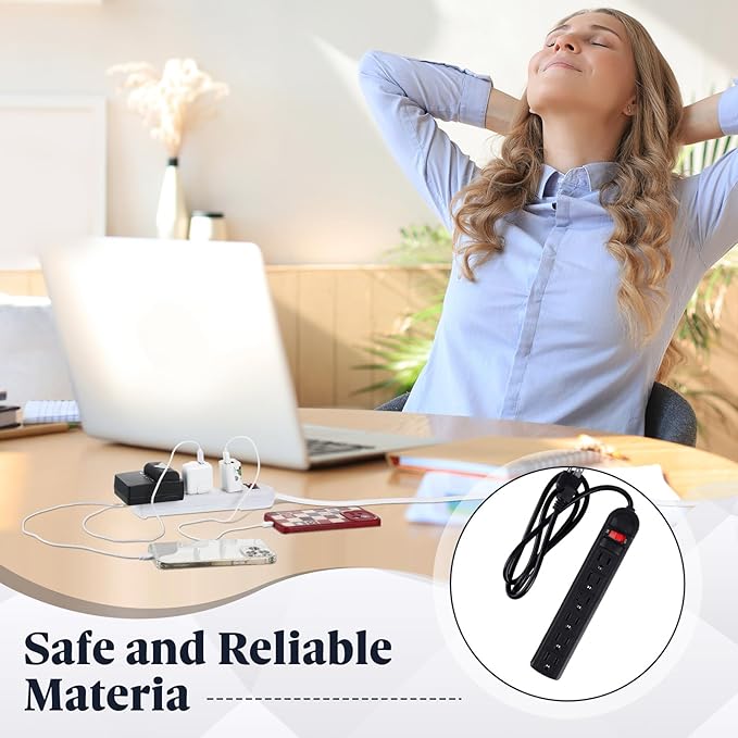 Kanayu 20 Pack 6 Outlet Power Strip Surge Protector 4 ft Cord Low Profile Flat Plug Surge Protector Power Strip for Home Office (Black)