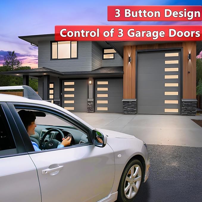 Garage Door Opener Remote Compatible with Liftmaster/Chamberlain/Craftsman Garage Door Opener with Yellow Purple Red Orange Green Learn Button, Visor & Keychain Type, Upgraded Version, 2 Pack
