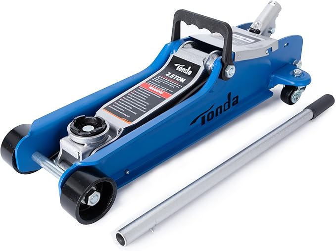 TONDA Low Profile Car Jack, 2.5 Ton (5,000 lb) Hydraulic Trolley Floor Jack for Garage, Home, Shop, Lifting Range 3.35" to 14.57", Blue