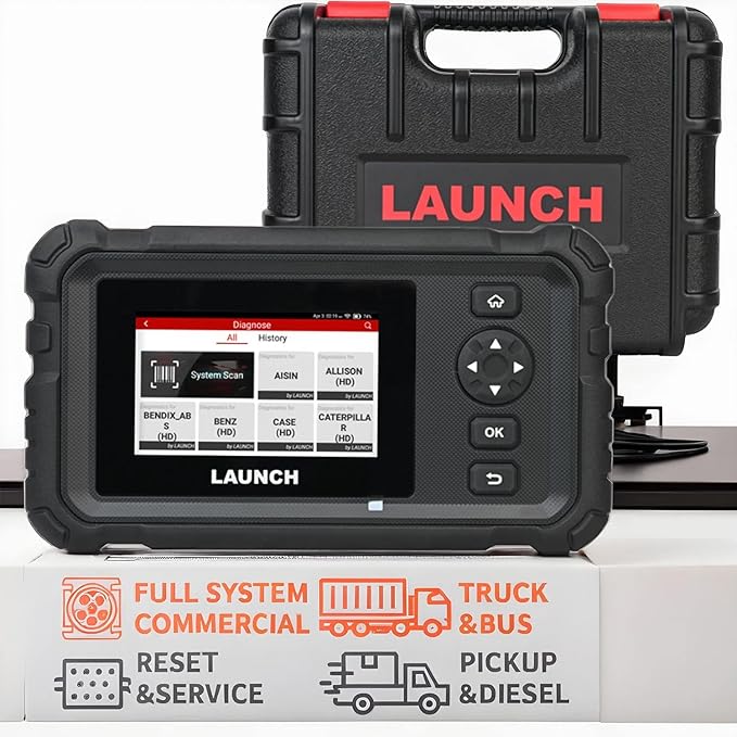 LAUNCH CRP129 HD Heavy Duty Truck Scanner with DPF Regen Injector Cutoff, Full System Diesel Diagnostic Scan Tool for Cummins Caterpillar Pickup Tractor & More Commercial Vehicle Semi-Trucks
