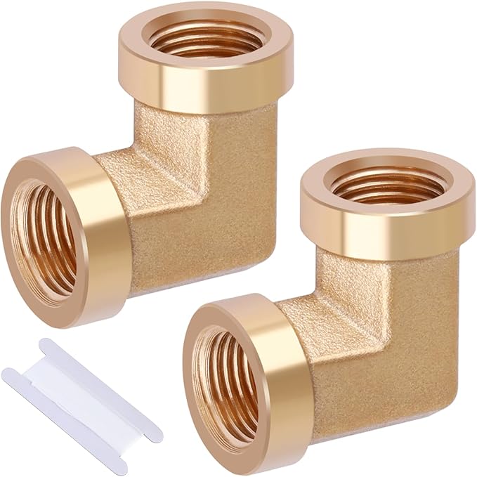 2pcs 1/8” Brass Fittings 90 Degree Barstock Street Elbow 1/8" NPT Female Pipe to 1/8" NPT Female Pipe 1/8 NPT Female Elbow Forged Brass Pipe Fittings
