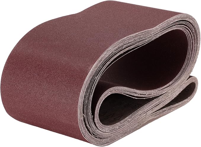 uxcell 10pcs 6" x 89" Sanding Belts 120 Grits Aluminum Oxide Abrasive Belt Sander Paper Sanding Papers for Metal Wood Grinding Polishing, Reddish Brown