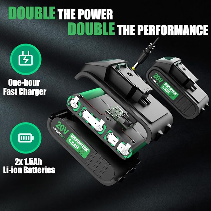 20V Cordless Drill, Brushless Power Drill Set with 2 Batteries and Charger,3/8-Inch Chuck Electric Drill Driver,22 Torque Setting,Drill/Driver Bits and Tool Bag Included
