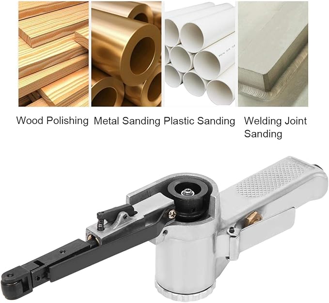 Eboxer Air Belt Sander, 10mm Pneumatic Belt Sander 3/8" x 13" with 3pcs Belts, File Sander for Cutting and Grinding, Air Grinding Polishing Tool for Wood Glass Metal