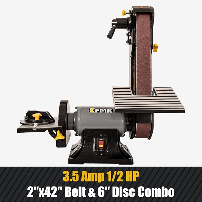 2x42 in. Belt Sander & 6" Disc Sander Combo, 3.5Amp Bench Belt Sander for Woodworking & Metalworking, 1/2HP Belt Sander for Knife Making and Sharpening
