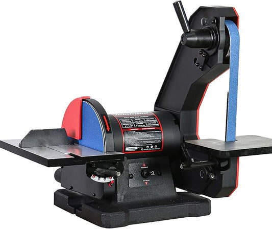BUCKTOOL Dual Speed 1" x 42" Belt Disc Sander Combo, Bench Knife Sharpener with Large Work Table, Professional Benchtop Belt Sander with Direct-drive 4.8A Brushless Motor for Metalworking, BD1801DS