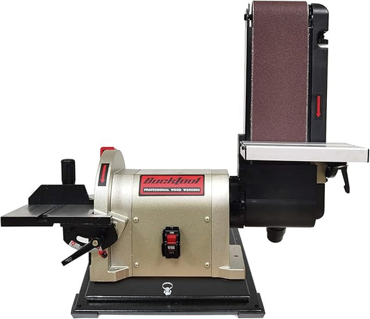 BUCKTOOL Bench Belt Sander with Rotating Base and Dust Collection Fitting, Belt Sander for Woodworking 4 in. x 36 in. Belt & 8 in. Disc Sander with 3/4HP Direct-drive Motor with Rotating Base, BD4801