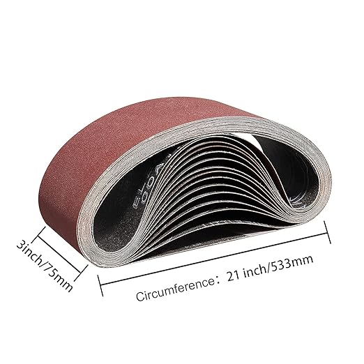 3 x 21 Inch Sanding Belts 120 Grits - 12 Pack Aluminum Oxide Sander Belts for Belt Sander Best for Sanding Wood,Metal and Paint