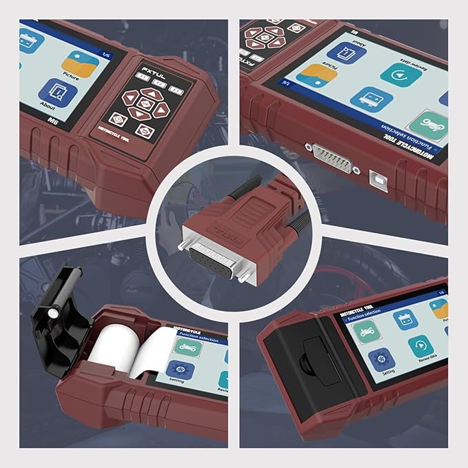 Motorcycle Diagnostic Scan Tool, Full System Scanner OBD2 Diagnostic Tool Fault Code Reader with 104 Service Functions & Quick Test Compatible for BMW, Honda, Yamaha, Kawasaki, Suzuki, ect