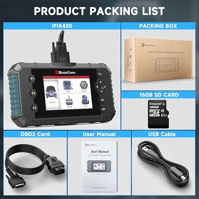 IFIX430 Car Scanner Diagnostic Tool ABS SRS Transmisson, Check Engine Code Reader for Cars and Trucks,Diagnostic Scanner for All Vehicles Airbag Car Scanner with Lifetime Wi-Fi Free Update