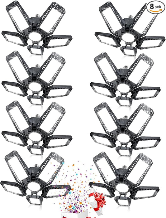 LED Garage Lights - 160W 16000LM 6500K Garage Lights Garage LED Lights Screw in with 5+1 Deformable Panels, Garage Lights Ceiling LED for Garage, Workshop, Basement Support E26/E27 (8)