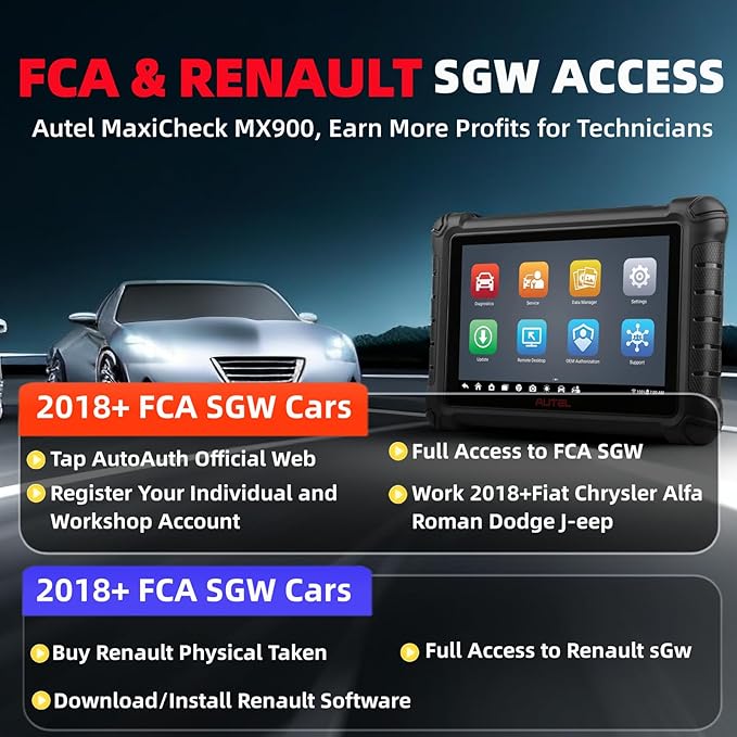 Autel Scanner Maxicheck MX900 OBD2 Scanner Tool Upgrade of MaxiCom MK808 PRO MX808S MK808 MK808BT DS808 MP808S 40 + Services bidirectional scan Tool All System Diagnostic 10000+ Vehicles DoIP CAN FD