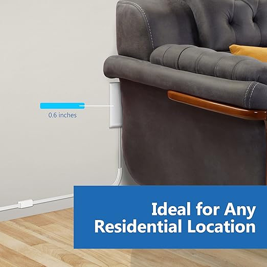 LIDER Flat-Face Outlet Extender with 3 Receptacles, Ultra-Thin Wall Plate Plug with Cord Extender and 3-Outlet Power Strip, 8ft Cord, LWE8-315-W2P, White, 2 Pack