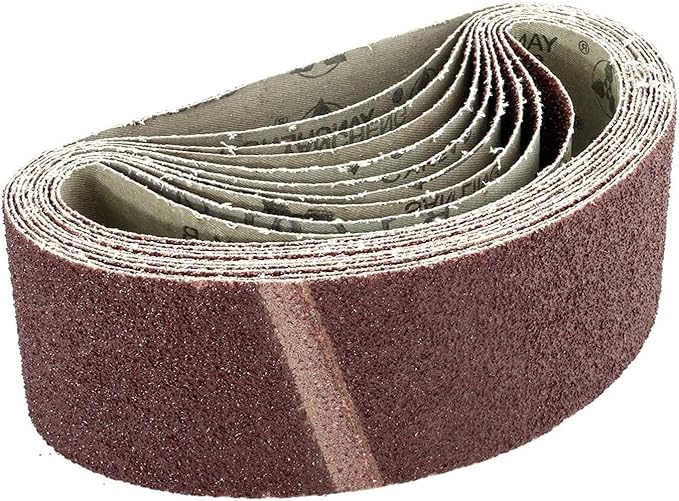 10 Pack 3 x 21 inch Sanding Belts 36 Grit Sanding Paper, Aluminum Oxide Abrasive Sander Belts for Metal Grinding Woodworking