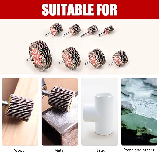 Abrasives Aluminum Oxide Shank Mounted Flap Wheels 40 Grit 1” x 1” x 1/4” Shank Mounted Sander for Deburring,Grinding, Sanding,Paint Removal - Polishing Wheel for Drill & Grinder (11pcs)