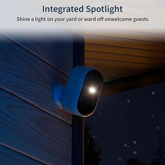Arlo Essential Security Camera 2K | Indoor - Outdoor | 2nd Gen | Wireless with Spotlight, 2-Way Audio, Color Night Vision, Live Stream, Motion Activiation, Real Time Notifications - White, 3 Cameras