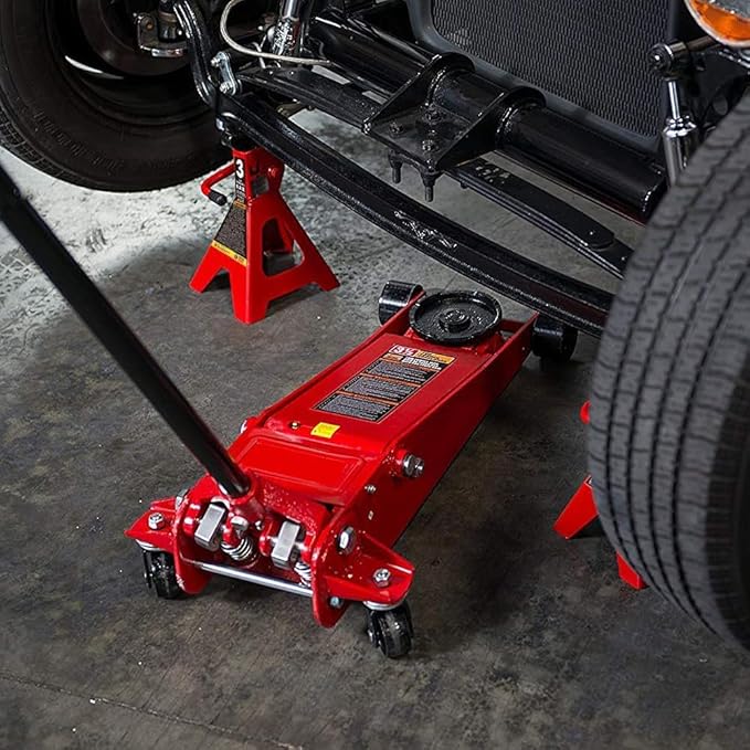 BIG RED AT43006UR Steel Jack Stands: 3 Ton (6,000 LBs) Capacity, 2 Pack, RED