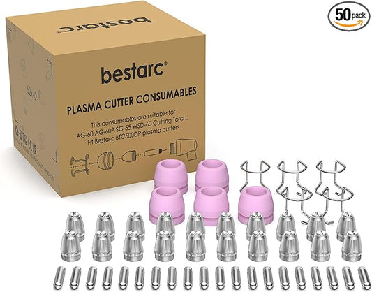 AG60P Plasma Cutter Consumables Cutting Torch Tip Nozzles Kit 50pcs For BTC500DP, BTC650DP