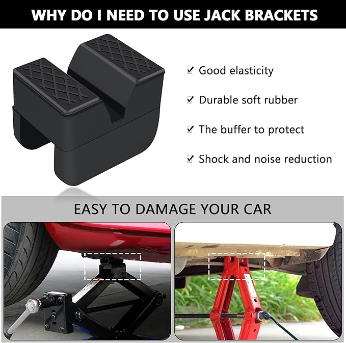 3 Ton Car Jack Stand Pads,Slotted Rubber Pinch Weld Jack Adapter for Protecting Car Chassis,Universal Car Accessories Car Jack Pad for Most Car,Truck,SUV,RV,Van (4PCS)