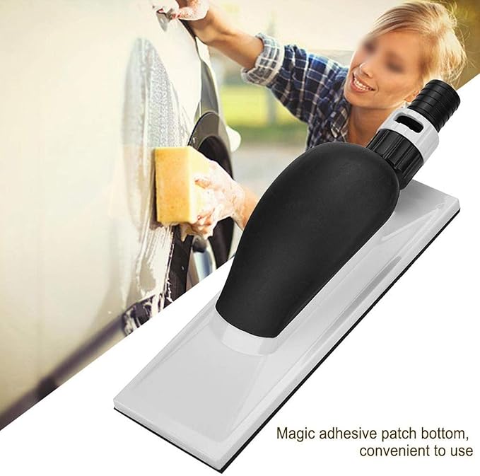 Hand Sanding Block, Dust Extraction Sanding Grinding Sponge Pad Dust Free Hand Sander with Handle 200 * 70mm for Wood Polishing, Household Cleaning, Car Repair
