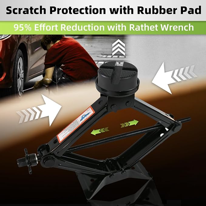 Car Jack Kit 2.5 Ton (5512 lbs) Scissor Jack for Car with Rubber Jack Pad Universal Jack Emergency Kit Tire Changing Kit for Car SUV MPV