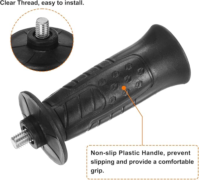 HARFINGTON 2pcs Angle Grinder Side Handle 8mm Thread 102mm Length Plastic Non-Slip Angle Grinder Handle Replacement Auxiliary Sander Handle Tool