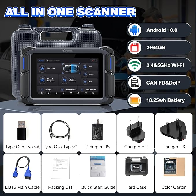 VDIAGTOOL Bidirectional Scan Tool VD70 Lite, 2025 Scanner for Car, OBD2 Scanner Diagnostic Tool, Full System Scan, 31+ Resets, CAN FD & DoIP
