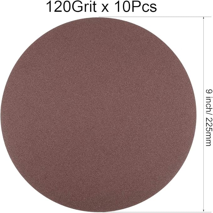 uxcell 9 Inch Sanding Disc 120 Grits Flocking Sandpaper for Sander 10 Pcs