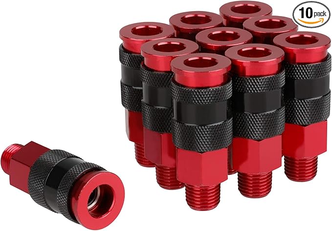WYNNsky Air Compressor Accessories Fitting, AMT Style Universal Air Coupler with 1/4''NPT Male Threads, 10 Pieces Air Hose Fittings