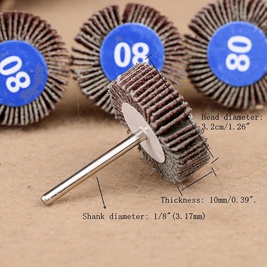 dophee Flap Wheel Sander Set, 1/8" Round Shank, 80 Grit Abrasive Sanding Wheels, Flap Grinding Wheel Sander Replacement for Dremel Drill Rotary Tools, Remove Rust, Weld Burr Polishing Flat(10-Pack)