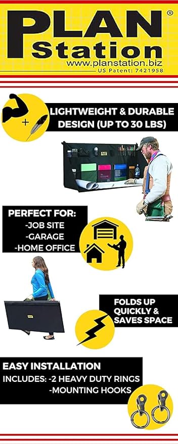 PRO WS3800 Portable Standing Desk, Workbench, Station, Storage for Jobsite, Garage, Office, Shop, Hanging Work Surface, Black
