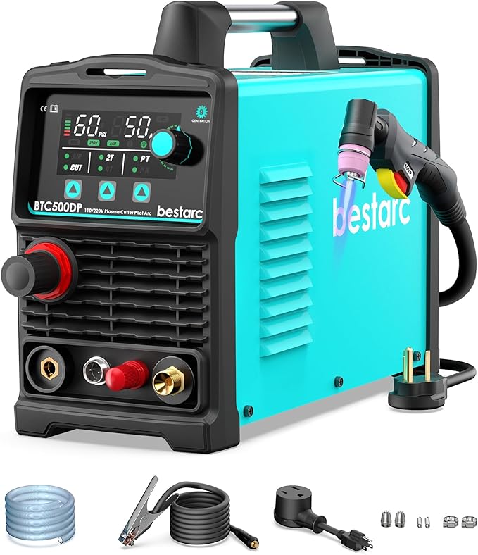 Plasma Cutter, Pilot Arc [Air Sensor Technology] 110/220V BTC500DP 9th Generation 50Amps Screen Display, Digital Plasma Cutting Machine (BTC500DP 9GEN 110/220V)