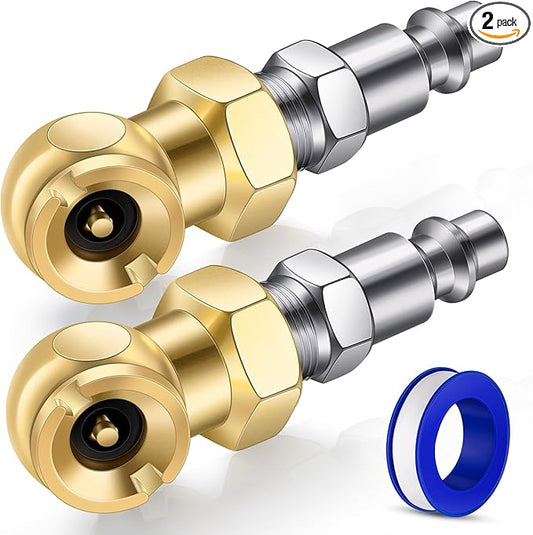 2-Packs Closed Ball Air Chucks, Portable Tire Air Inflating Chuck with 1/4" NPT Standard Quick Plugs, 250 PSI Tire Inflator Gauge Nozzle for Air Compressor Accessories