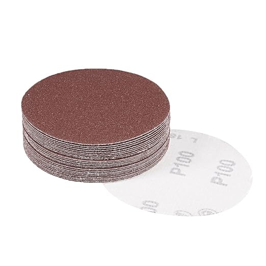 uxcell 25Pcs 4 Inch Hook and Loop Sanding Disc 100 Grits Flocking Sandpaper for Random Orbit Sander Brown