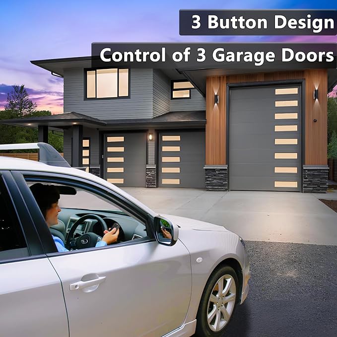 3 for Universal Garage Door Opener Remote for Purple Yellow Red Orange Green Learn Button, Works with Liftmaster Chamberlain Craftsman Garage Door Openers, 3-Button, Visor Clip/Mini Keychain Type