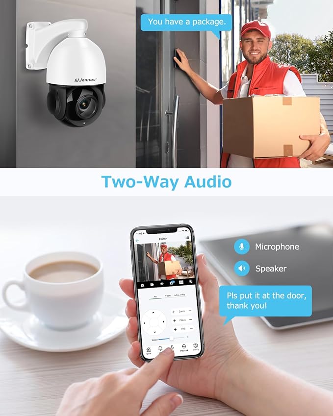 4K 8MP Outdoor PTZ IP POE Camera with Pan Tilt 20X Optical Zoom & Human Detection, Speed Dome Security Camera with 320ft IR Night Vision, Auto Tracking, Hikvision Onvif Compatible